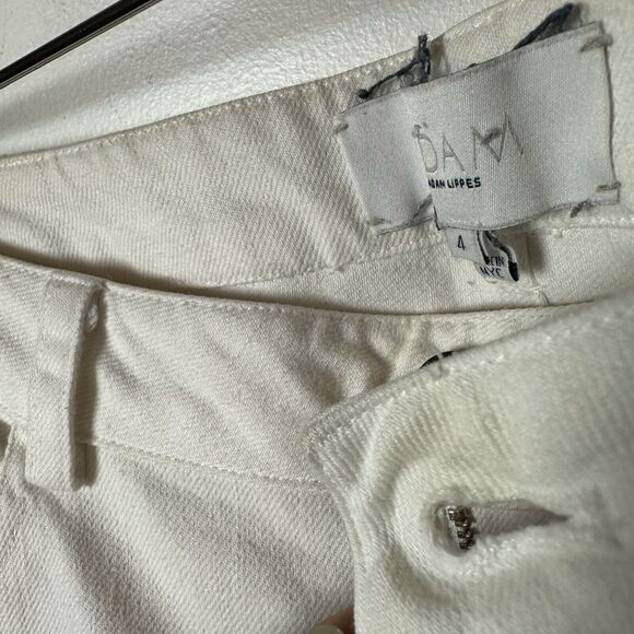 Adam Lippes White Straight Leg Jeans Woman’s 4 GUC Button Pockets - Picture 4 of 16